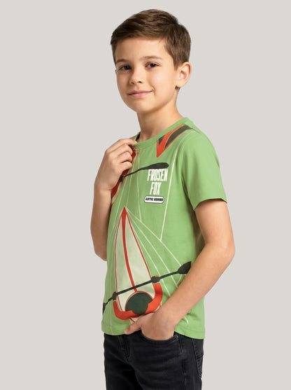 Kids' Green Graphic Printed T-Shirt | Sporty Casual Everyday Wear