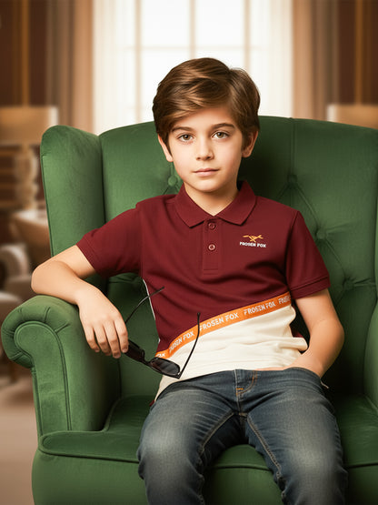 Self Design Pure Cotton Boys Polo Tee
