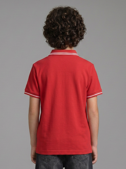 Kids' Red Solid Polo T-Shirt | Casual Everyday Wear