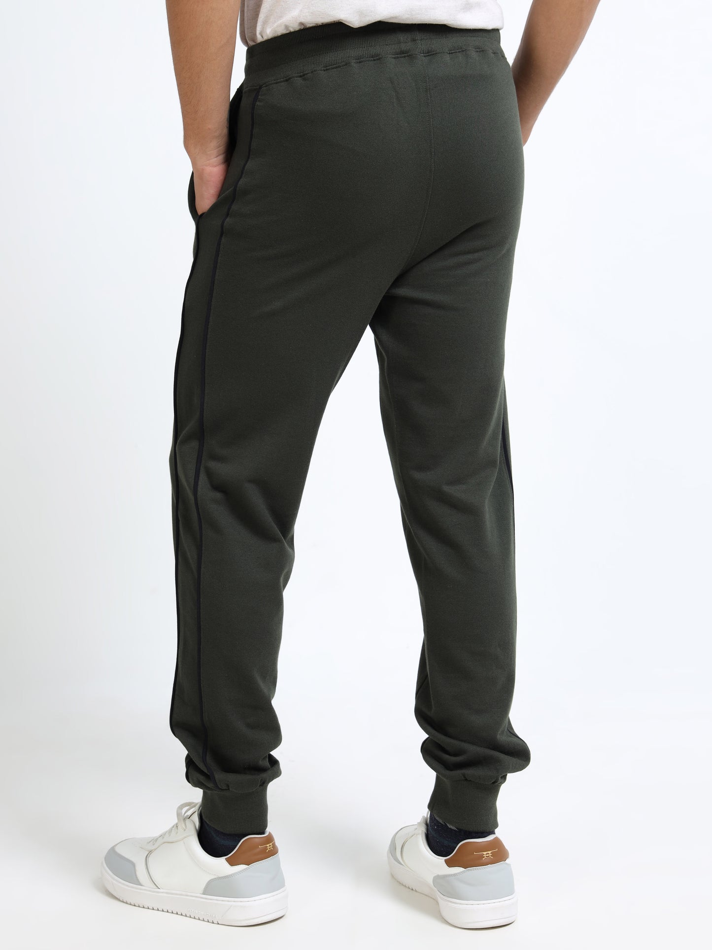 Men’s Olive Green Cotton Blend Joggers | Regular Fit Track Pants for Gym & Casual Wear