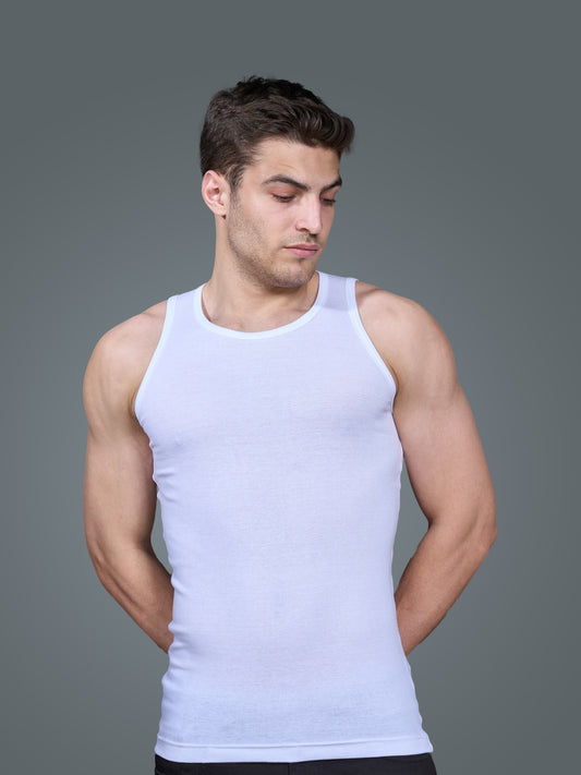 Men’s Cotton Vest  White –  Sleeveless Slim Fit Innerwear & Casual Vest