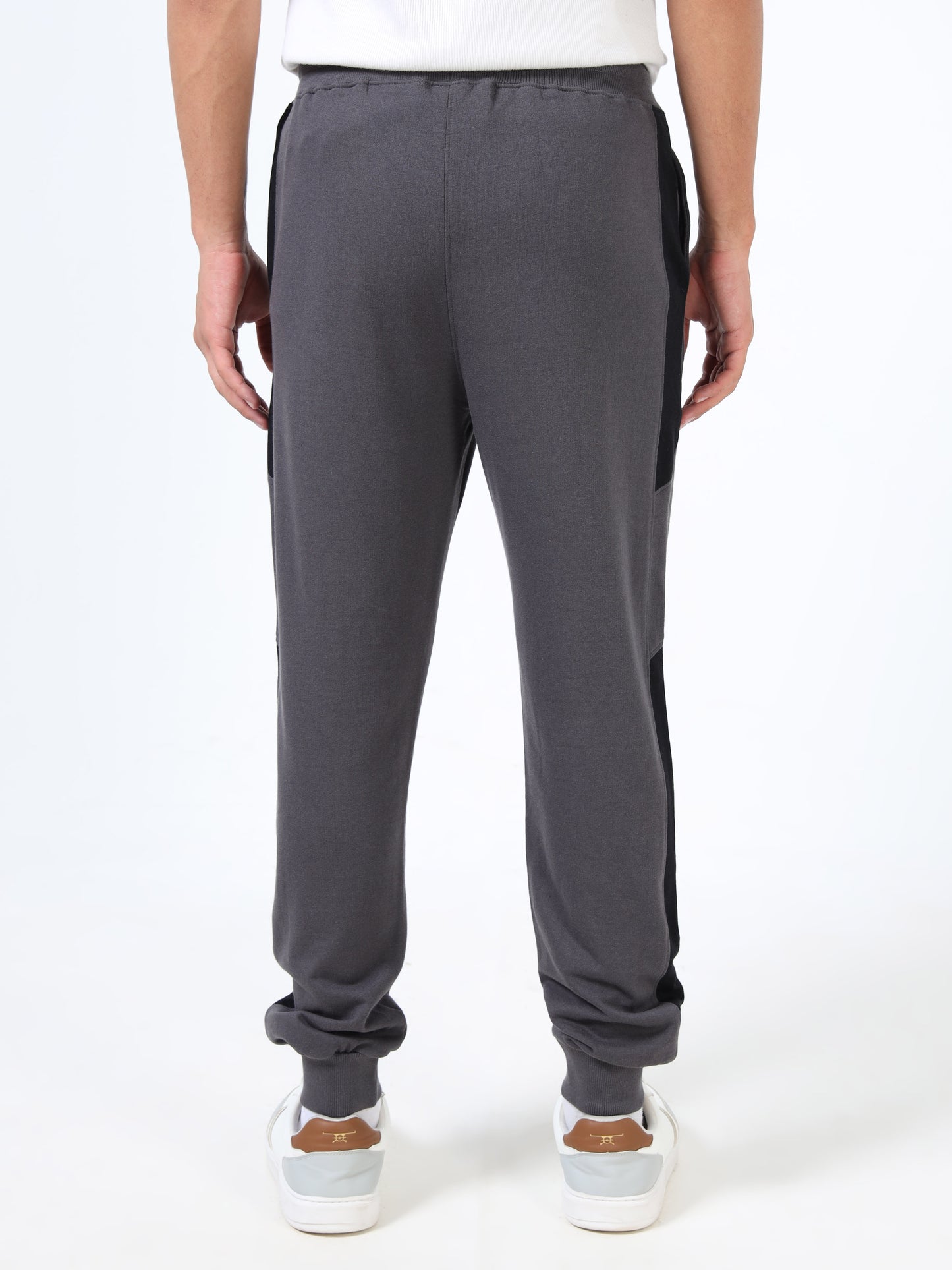 Premium Colourblocked Joggers for Men | Grey-Black | Elasticated Waist | Drawstring Closur