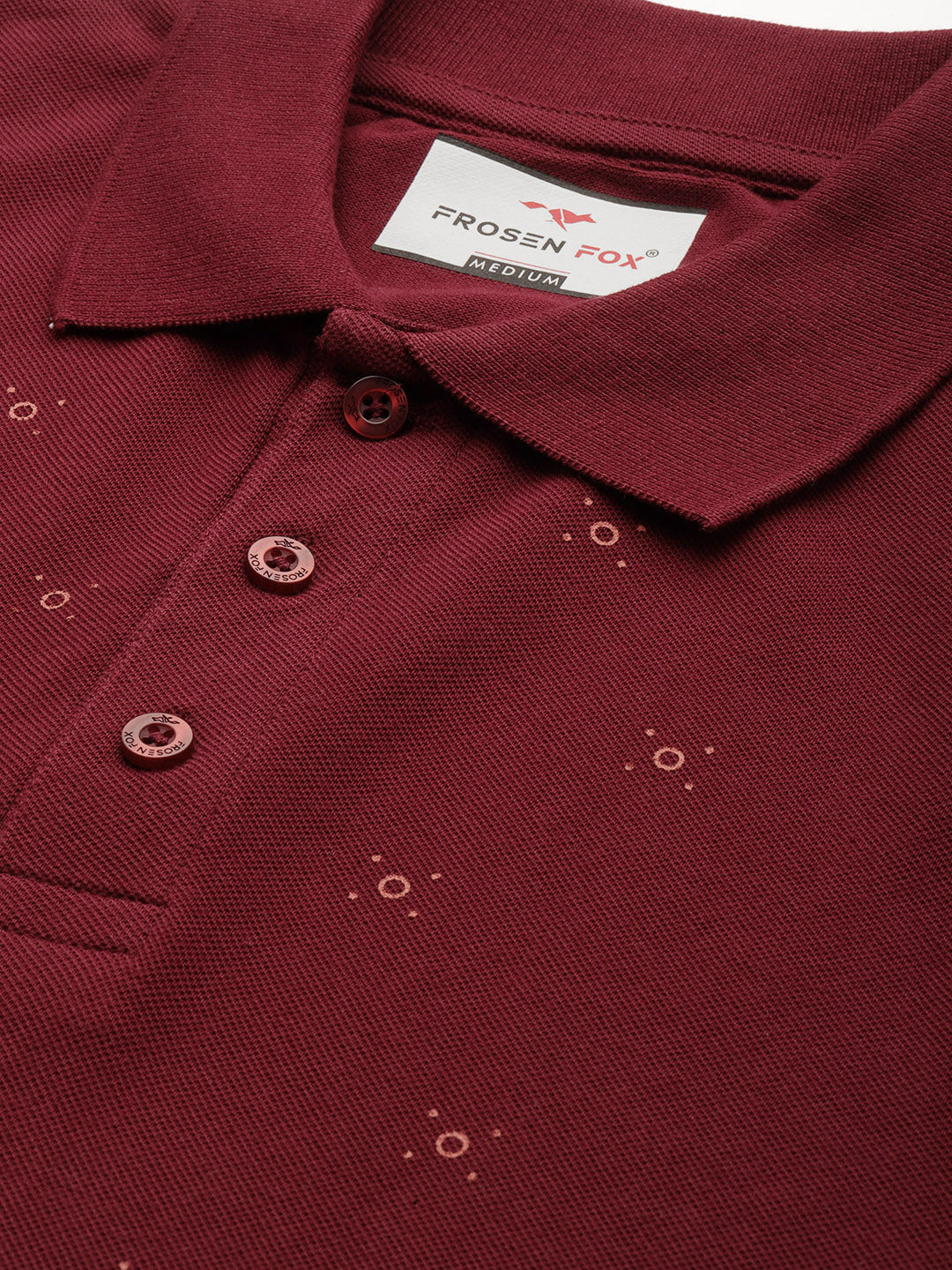 Men’s Maroon Micro-Printed Polo T-Shirt