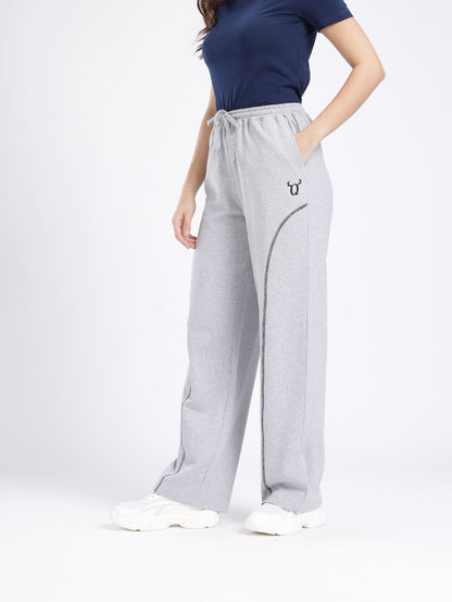 Grey Track Pants for Women – Comfortable Straight Fit Casual Bottom Wear