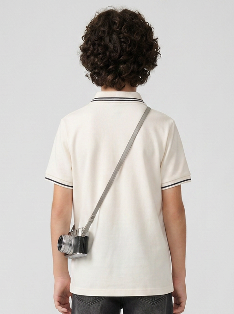 Kids' Off-White Polo T-Shirt with Logo Print | Casual Everyday Wear