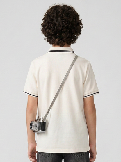 Kids' Off-White Polo T-Shirt with Logo Print | Casual Everyday Wear
