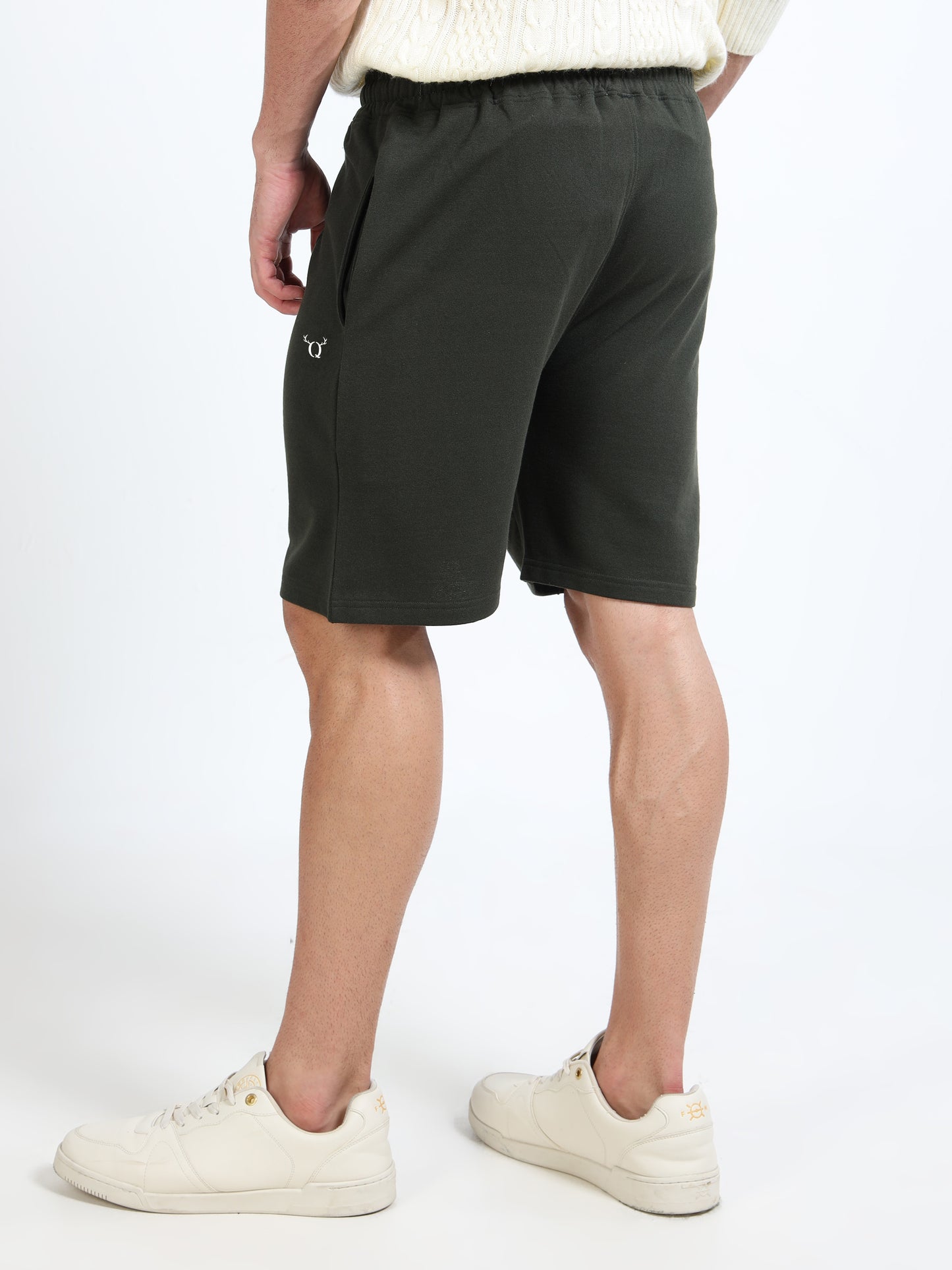 Men’s Olive Green Solid Casual Shorts | Premium Cotton Blend Regular Fit Comfortable Summer Shorts