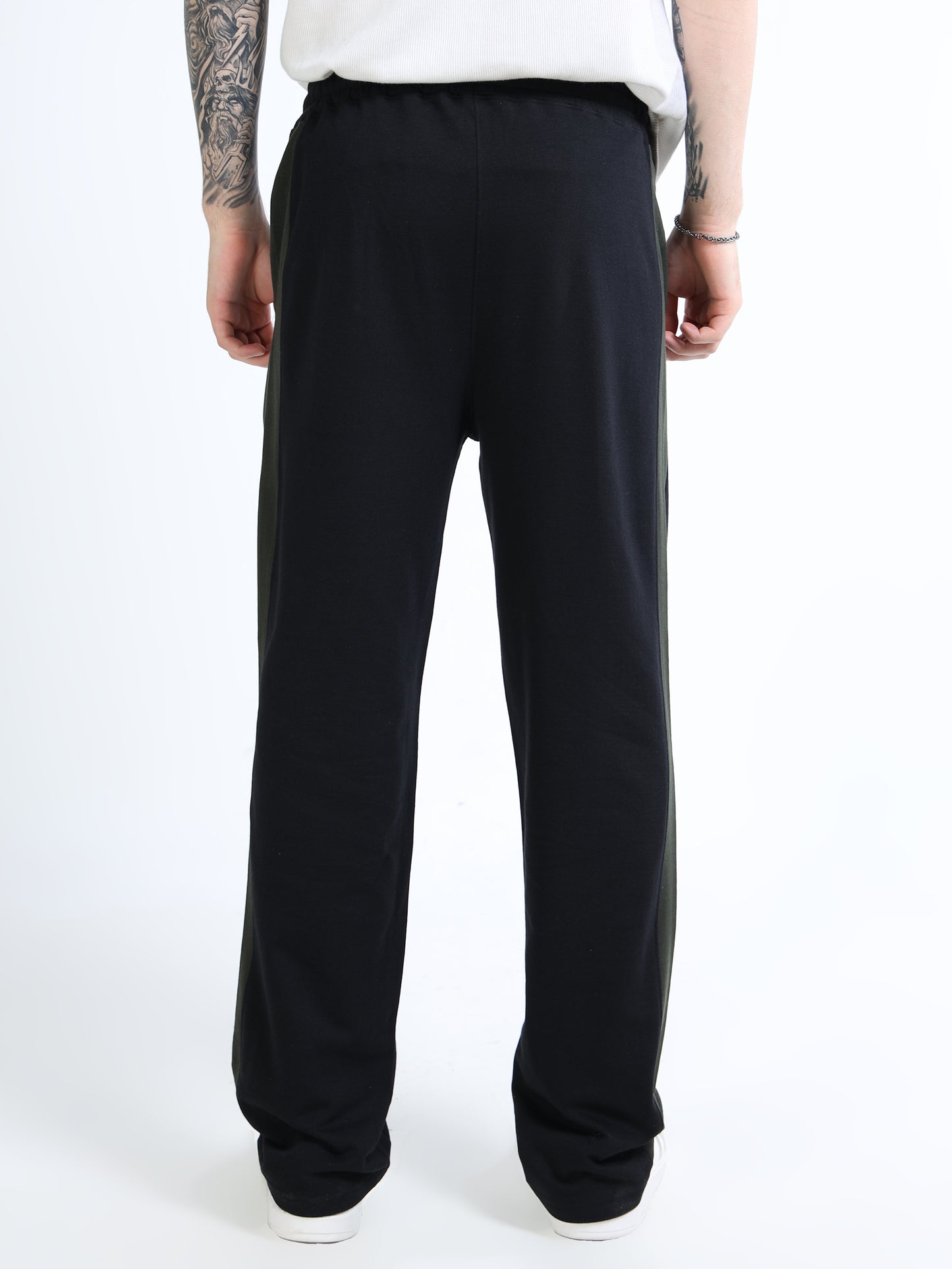 Men’s Black Solid Track Pants with Side Panel | Relaxed Fit Casual Joggers for Men