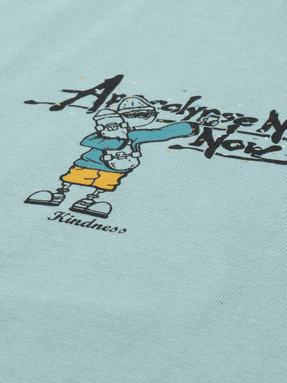 Men's Light Blue Graphic Print Oversized T-Shirt | Casual Streetwear