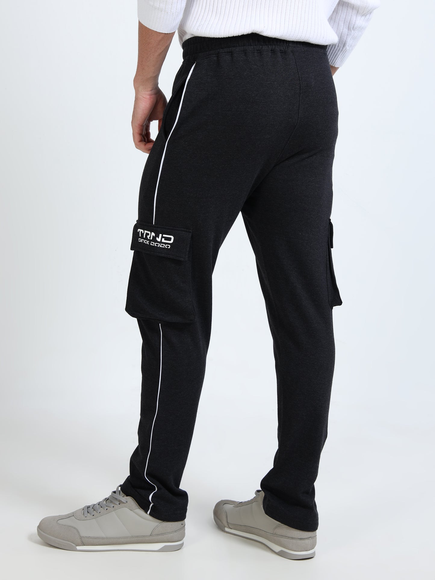 Men’s Charcoal Cargo Trackpant | 4-Pocket Design | Cotton Blend | Gym & Casual