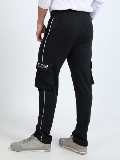Men’s Charcoal Cargo Trackpant | 4-Pocket Design | Cotton Blend | Gym & Casual