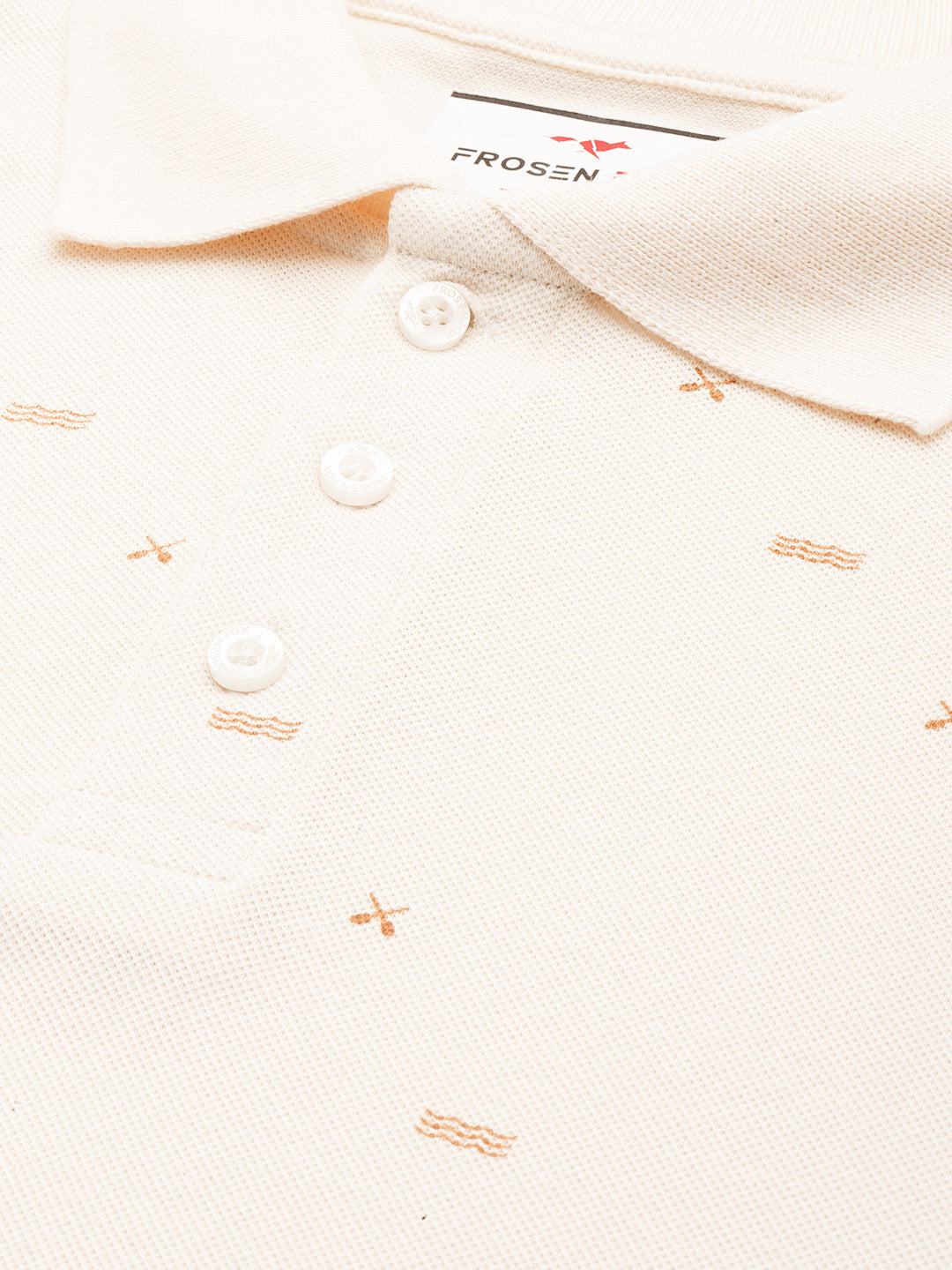 Men’s Cream Micro-Printed Polo T-Shirt