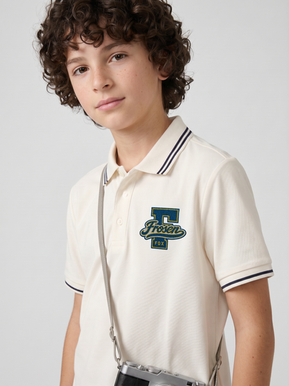 Kids' Off-White Polo T-Shirt with Logo Print | Casual Everyday Wear