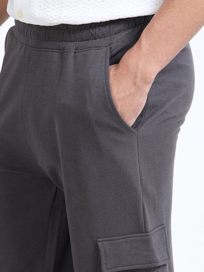 Men Self Design Grey Track Pants