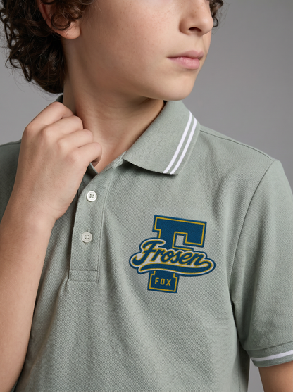 Kids' Grey Polo T-Shirt with Logo Print | Casual Everyday Wear