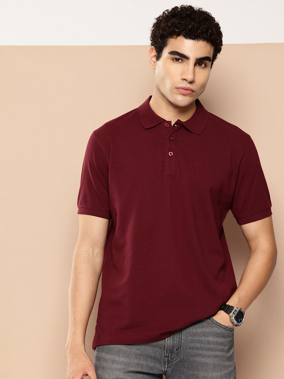 Men’s Classic Solid Cotton Polo T-Shirt