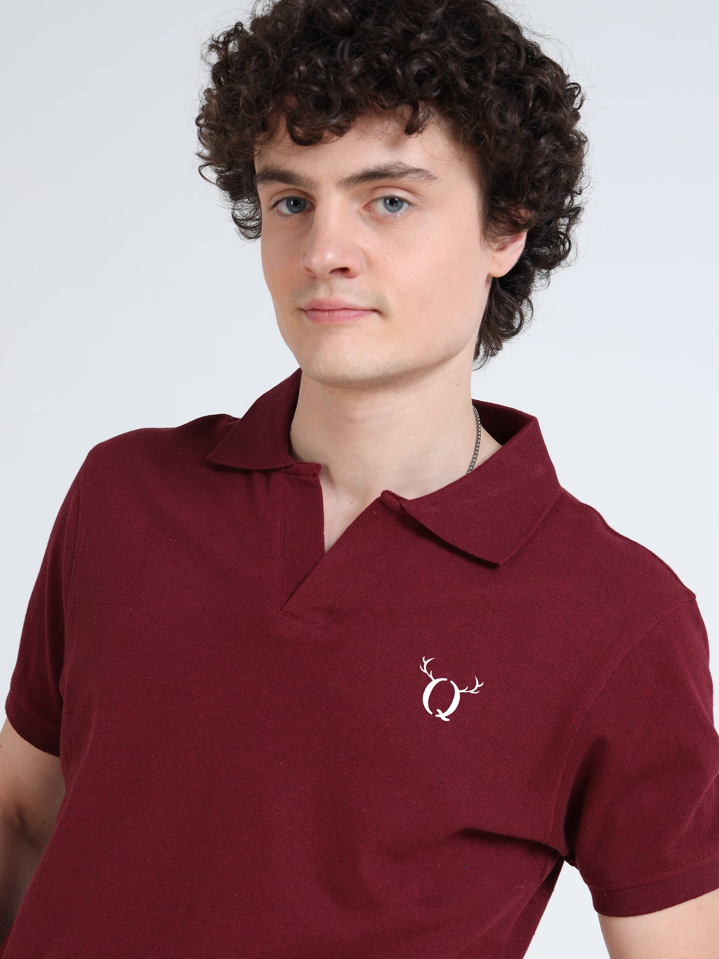 Men’s Maroon Cotton Blend Polo T-Shirt with Minimal Chest Logo | Regular Fit Casual Tee