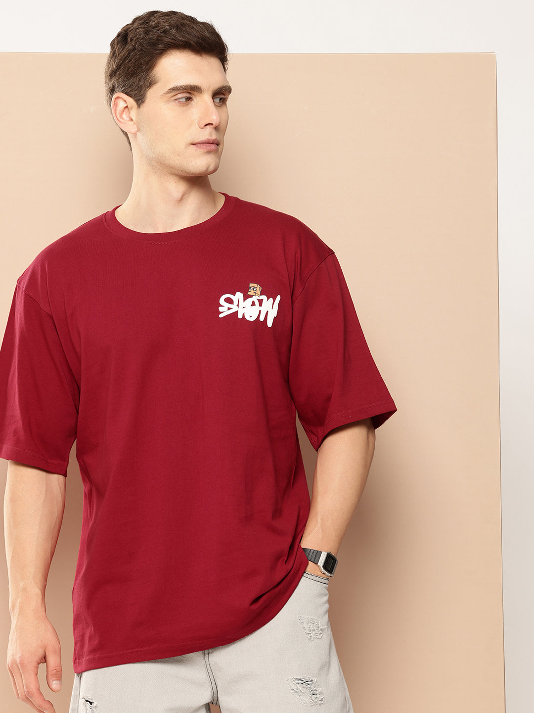 Men's Red Graphic Print Oversized T-Shirt | Casual Streetwear
