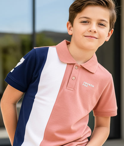 Self Design Pure Cotton Boys Polo Tee