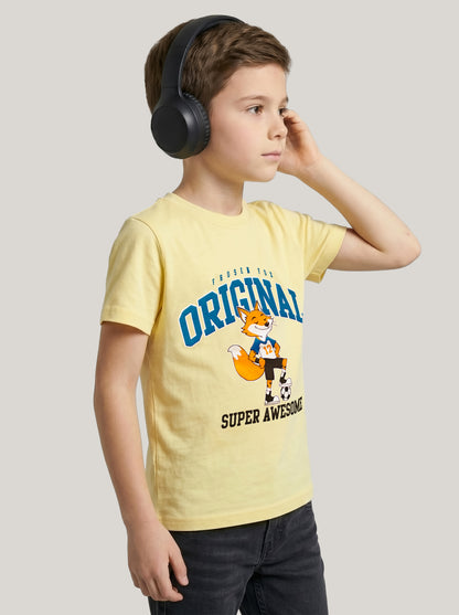 Kids' Yellow Fox Graphic Printed T-Shirt | Casual Everyday Wear