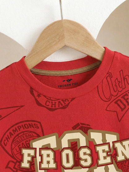 Boys Bold Red Sports Graphic T-Shirt – FROSEN Athletic Street Style Tee