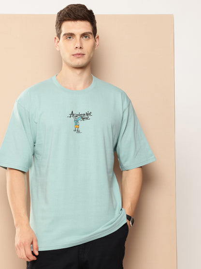 Men's Light Blue Graphic Print Oversized T-Shirt | Casual Streetwear