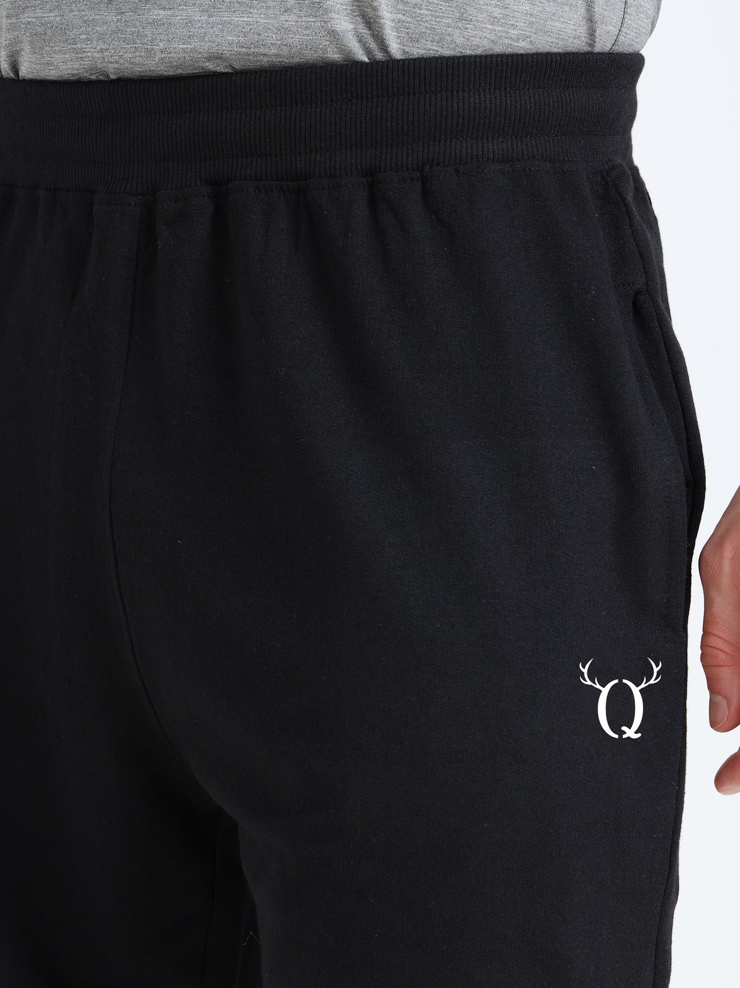 Men’s Black Cotton Blend Shorts with Minimal Logo | Regular Fit Casual & Athleisure Shorts