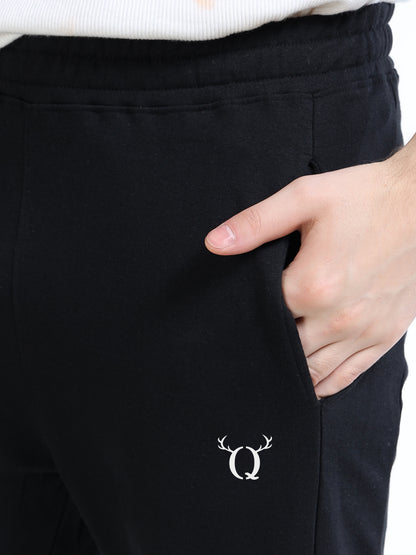 Men’s Black Cotton Blend Cargo Joggers – Regular Fit Track Pants with Utility Pocket
