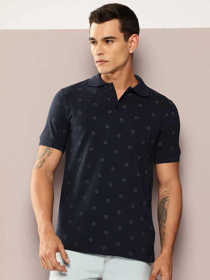 Men’s Navy Micro-Printed Polo T-Shirt