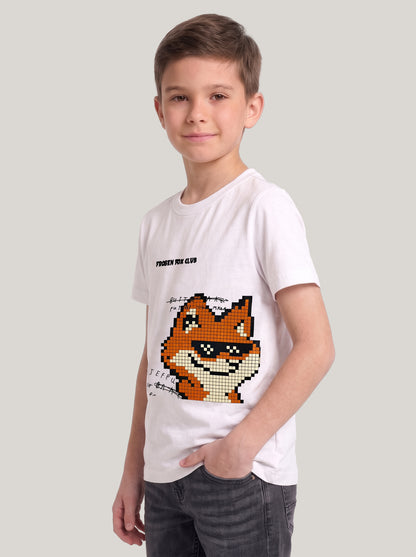 Kids' White Fox Graphic Printed T-Shirt | Cool Casual Everyday Wear