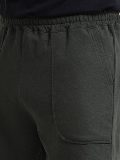 Men's Olive Green Raw Edged Casual Shorts | Premium Cotton Blend Regular Fit Comfortable Summer Shorts