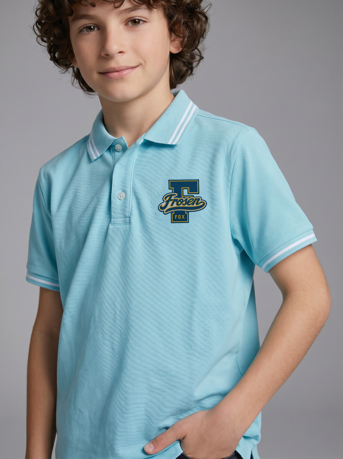 Kids' Light Blue Polo T-Shirt with Logo Print | Casual Everyday Wear