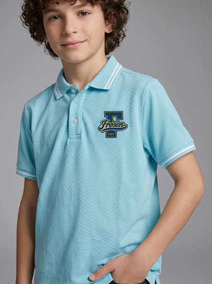 Kids' Light Blue Polo T-Shirt with Logo Print | Casual Everyday Wear