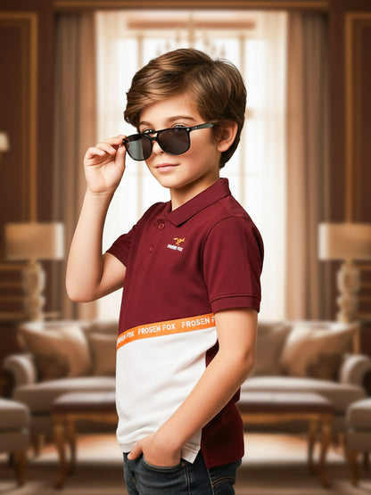 Self Design Pure Cotton Boys Polo Tee