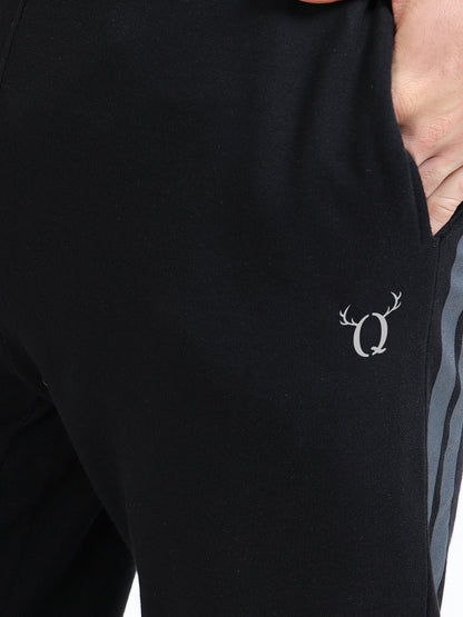 Stylish Men’s Black Joggers | Elasticated Waist & Drawstring | Sporty Side Stripes