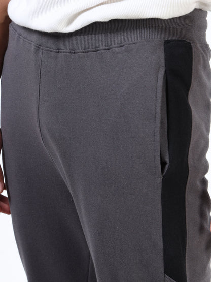 Premium Colourblocked Joggers for Men | Grey-Black | Elasticated Waist | Drawstring Closur