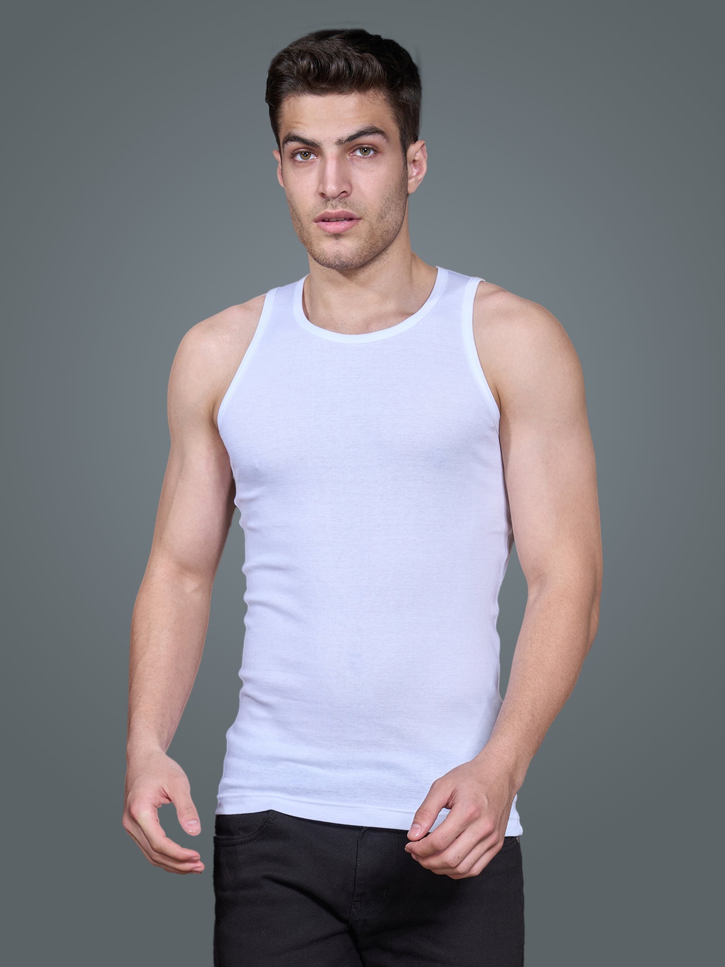 Men’s Cotton Vest  White –  Sleeveless Slim Fit Innerwear & Casual Vest