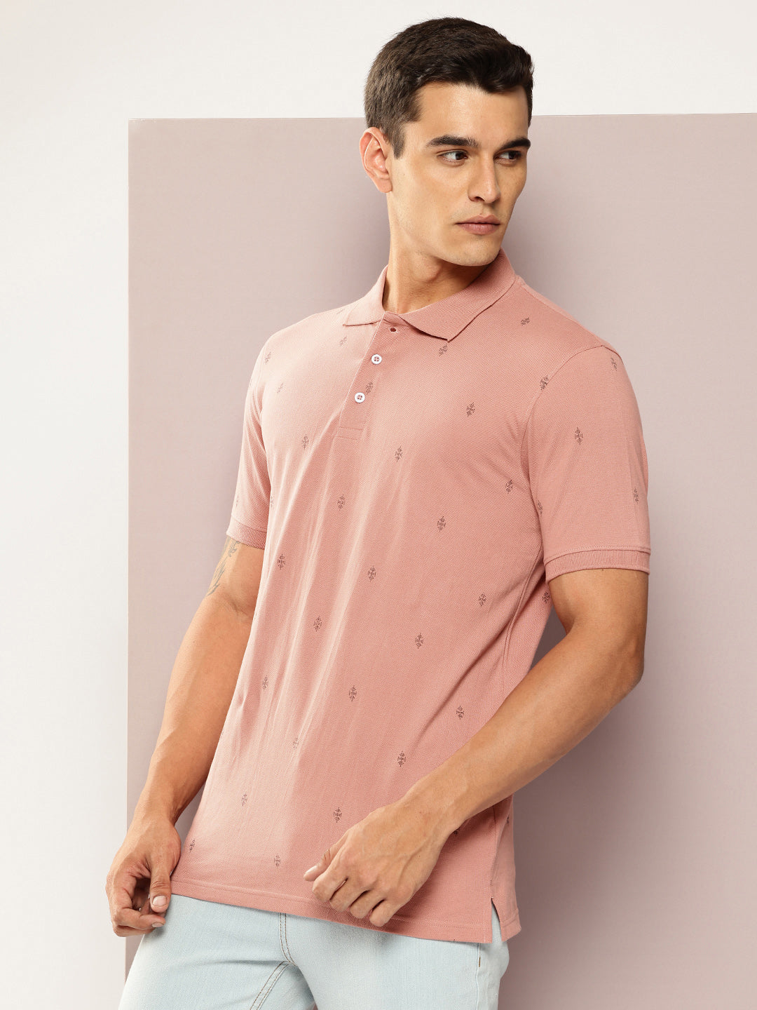 Men Printed Polo Collar T-shirt