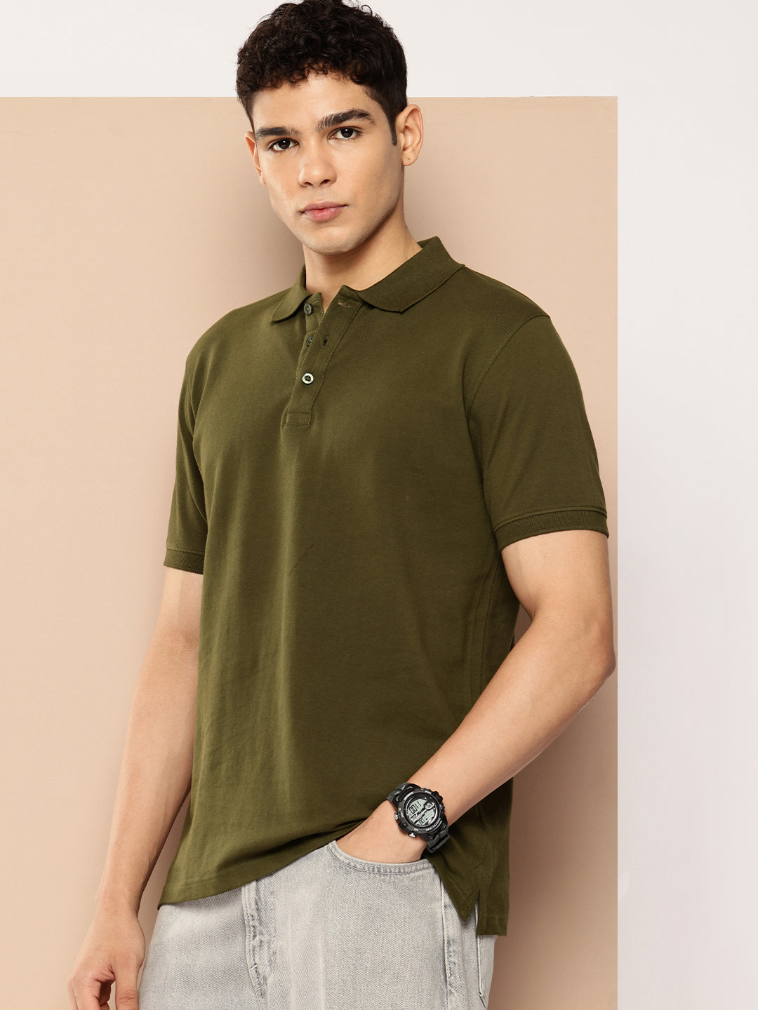 Men’s Classic Solid Cotton Polo T-Shirt