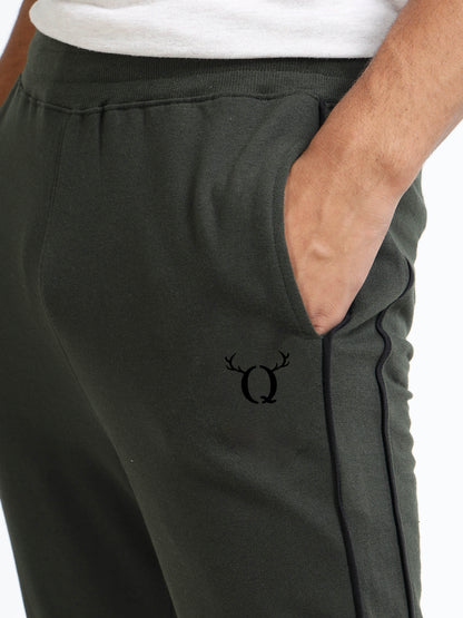 Men’s Olive Green Cotton Blend Joggers | Regular Fit Track Pants for Gym & Casual Wear