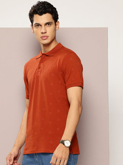 Men’s Rust Micro-Printed Polo T-Shirt