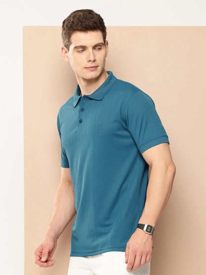 Men’s Solid Textured Polyester Polo T-Shirt