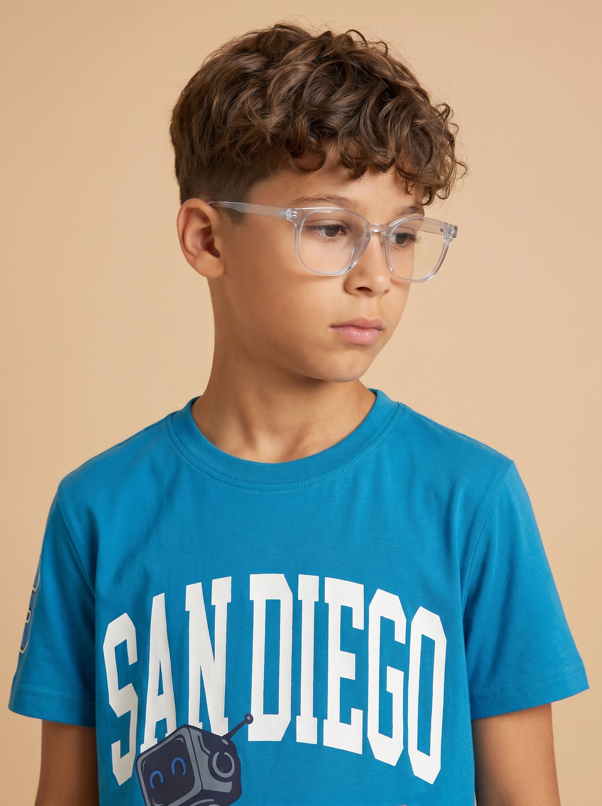 Kids' Light Blue "SAN DIEGO" Graphic Printed T-Shirt and Track Pants Set