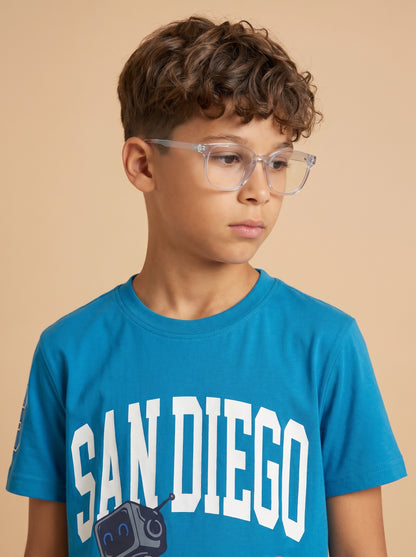 Kids' Light Blue "SAN DIEGO" Graphic Printed T-Shirt and Track Pants Set