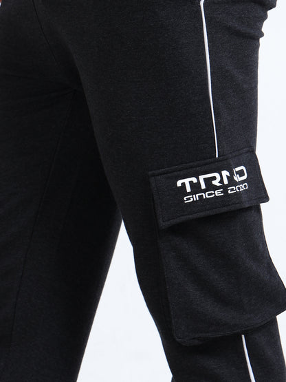 Men’s Charcoal Cargo Trackpant | 4-Pocket Design | Cotton Blend | Gym & Casual