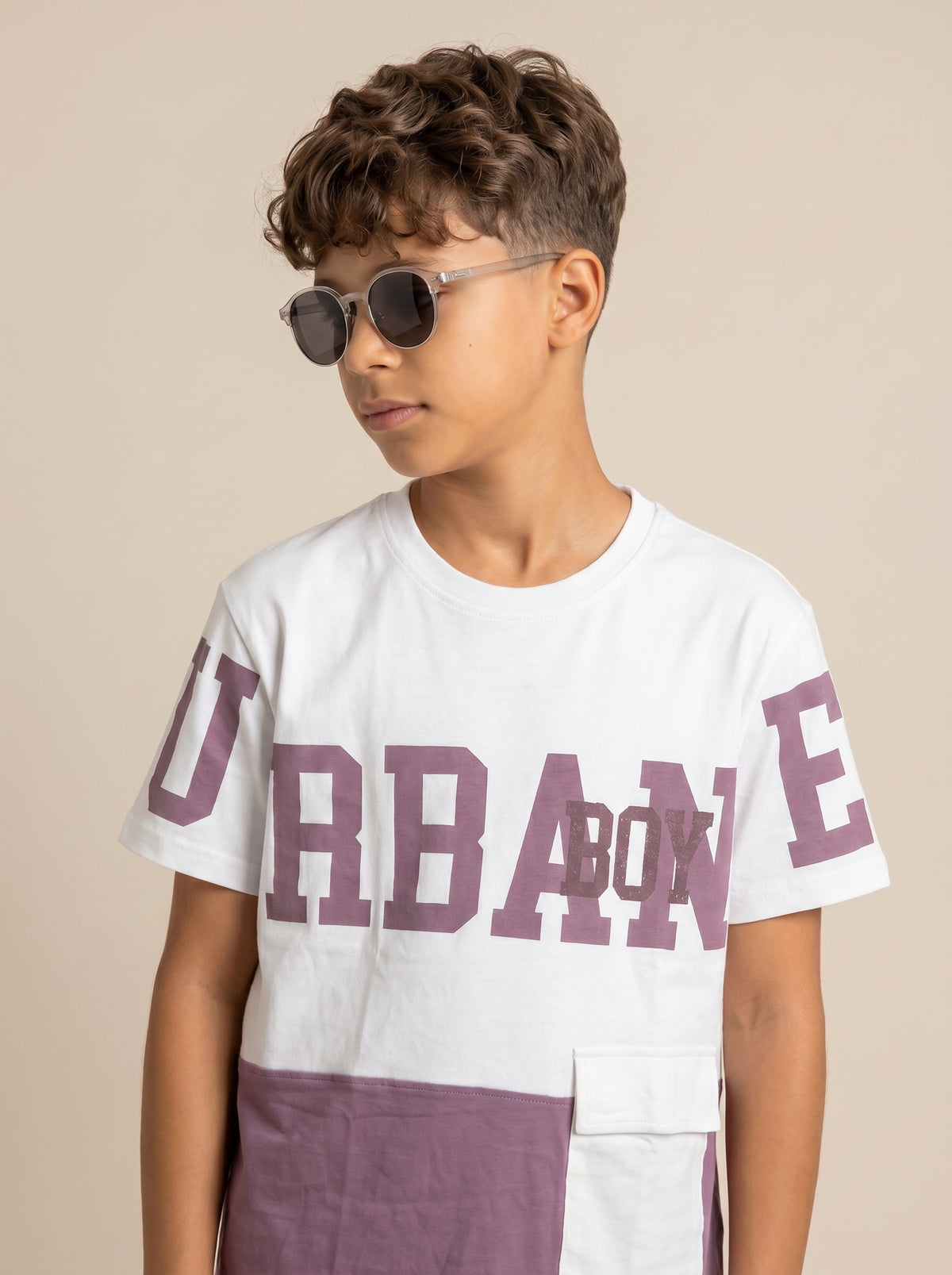 Kids' Onion PInk Colorblock Graphic T-Shirt and Cargo Track Pants Set
