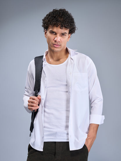 Men’s White Ribbed Cotton Tank Top – Slim Fit Sleeveless Vest for Everyday Comfort