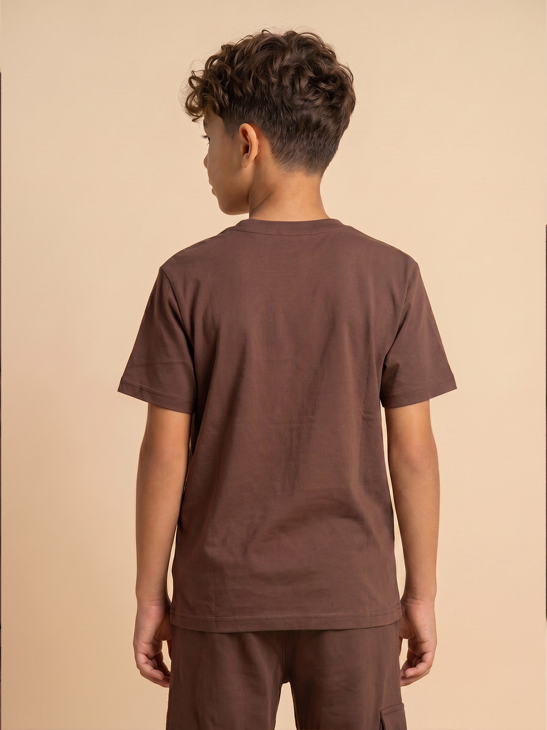 Kids' Brown "SAN DIEGO" Graphic Printed T-Shirt and Track Pants Set