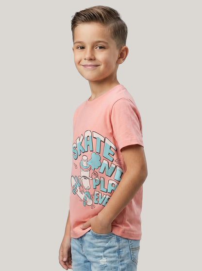 Kids' Pink Skateboard Graphic Printed T-Shirt | Casual Everyday Wear