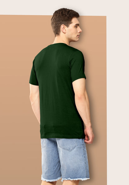Men’s Dark Green Slim Fit Crew Neck T-Shirt with Minimal Logo